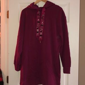 Sweater dress with gem detail on pull strings